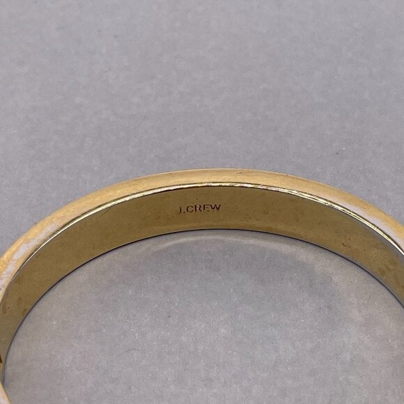 J. Crew Blue Enamel Hinged Bangle Bracelet Gold Tone - Picture 6 of 7